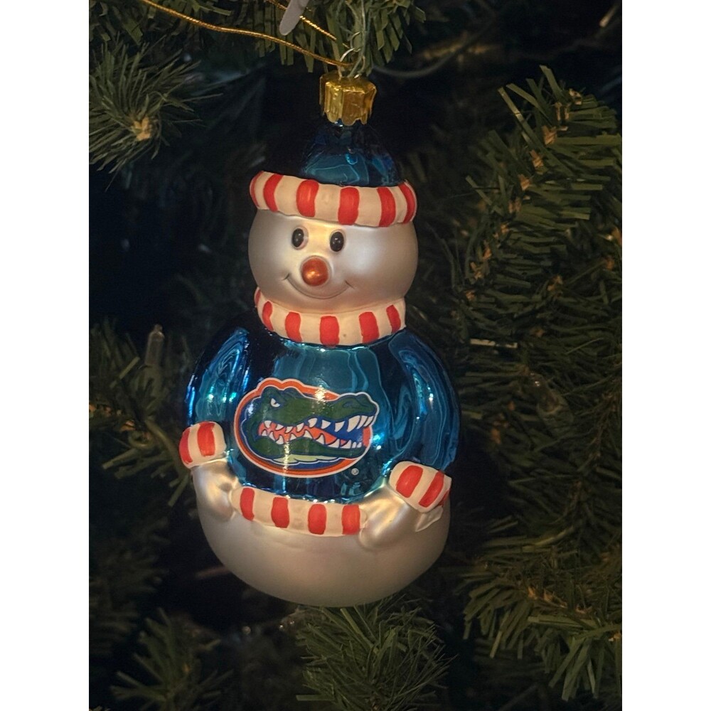 5” Florida Gators Glass Snowman Ornament